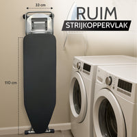 Bayt Strijkplank 100x33 cm - In Hoogte Verstelbaar 70-90 cm - Met Strijkijzerhouder - Katoenen Hoes - Grijs - Baytliving