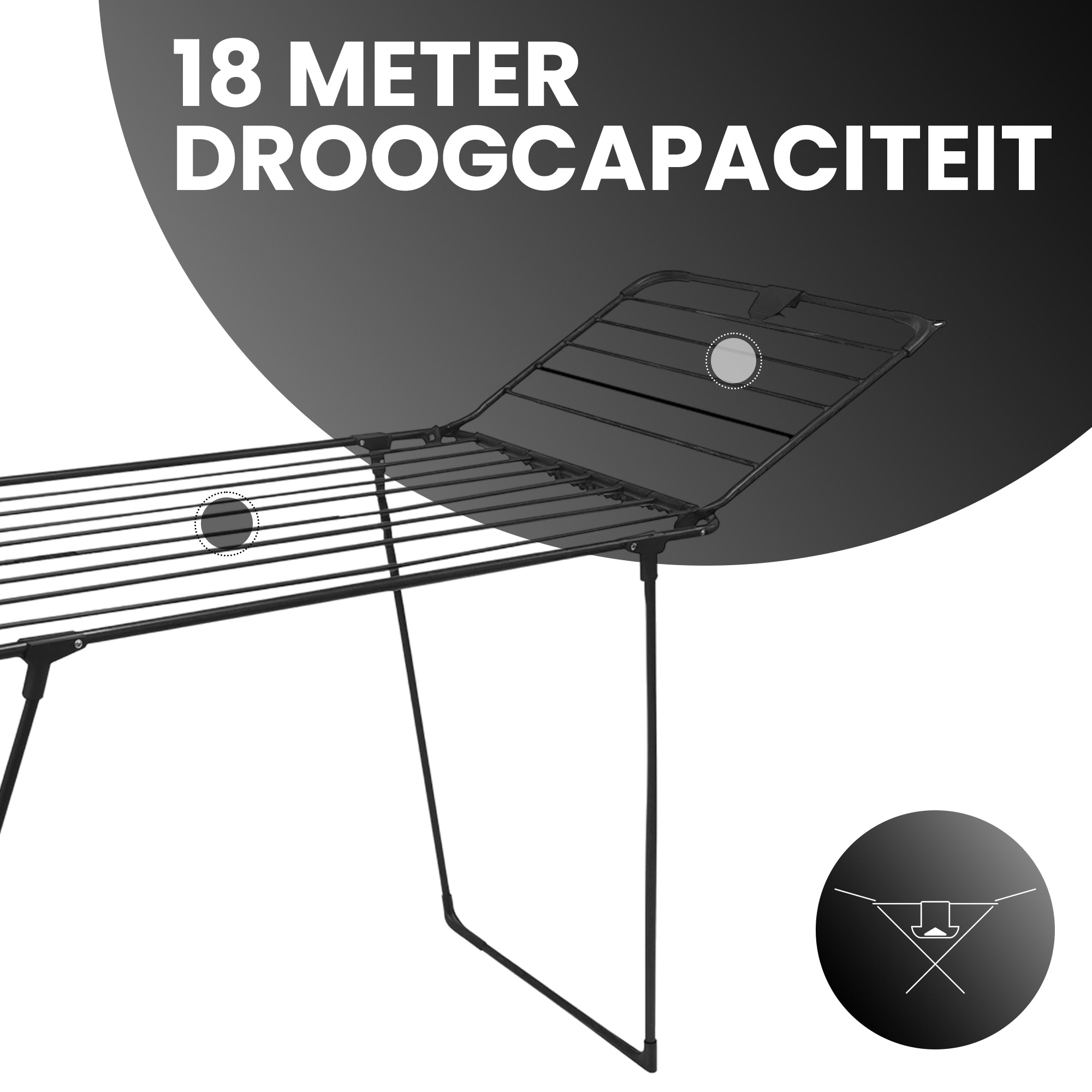 Bayt Inklapbaar Wasrek met Vleugels - 18 Meter Droogruimte - Baytliving