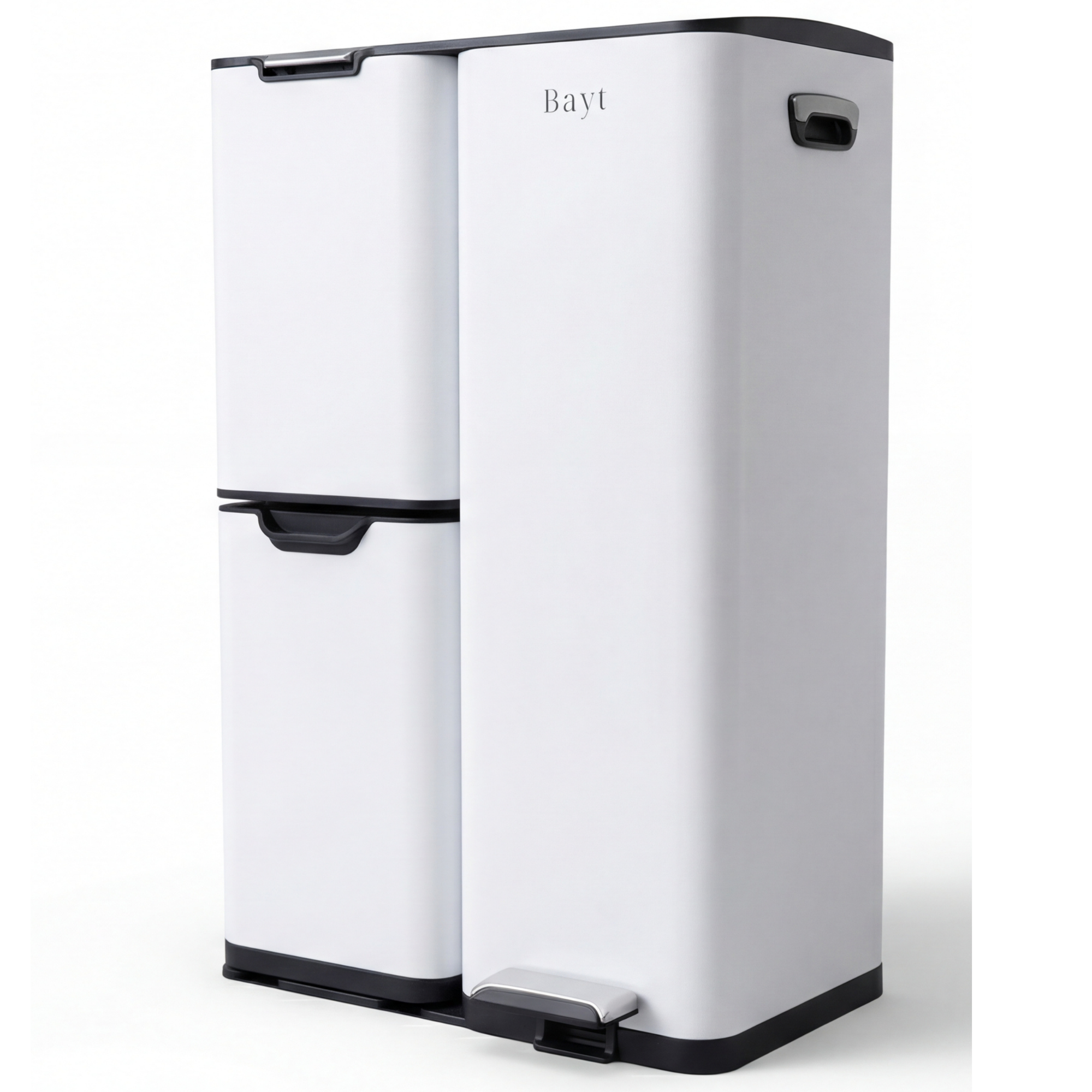 Bayt Prullenbak 60 liter - 3 compartimenten - Wit - Outlet - Baytliving