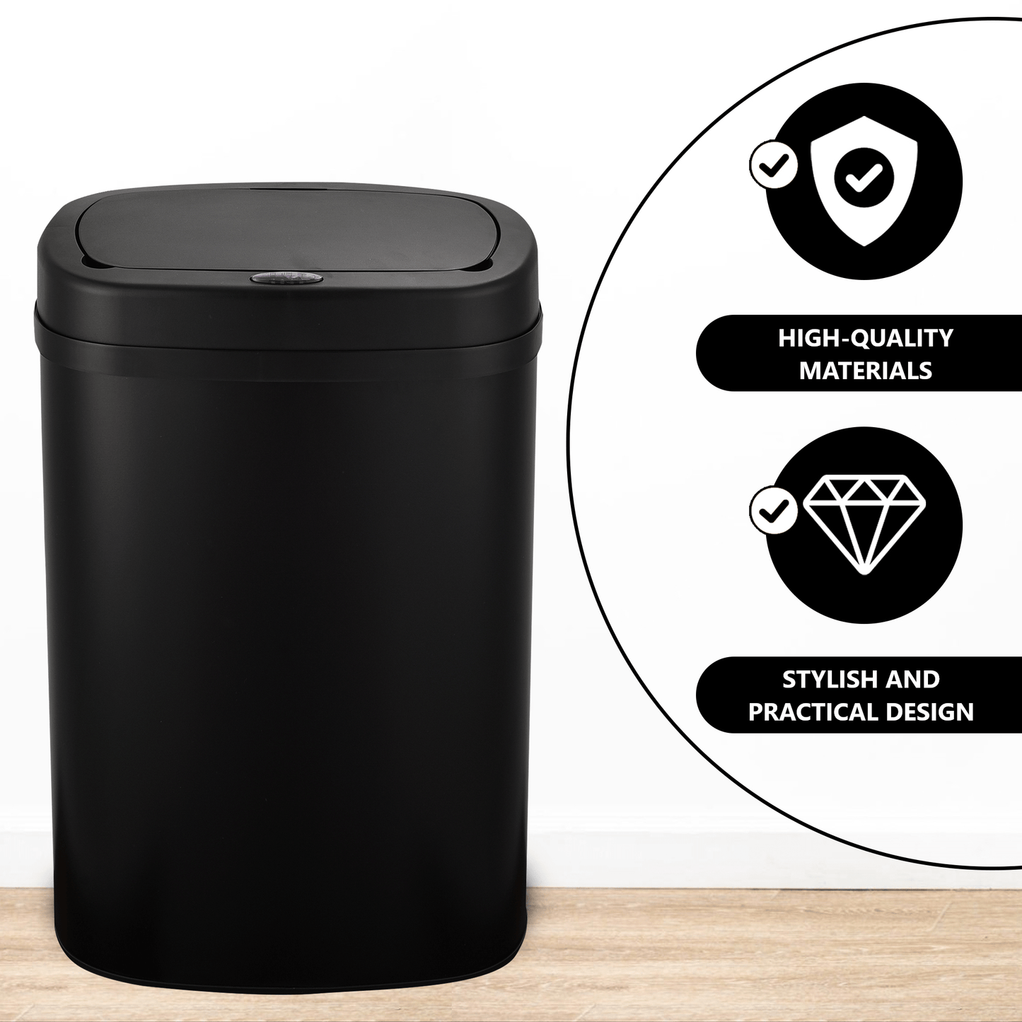 Bayt Prullenbak – 50L – Sensor – Zwart - Baytliving