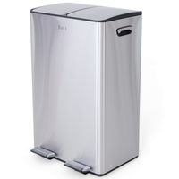 Bayt Prullenbak 60 liter - 2x30L Pedaalprullenbak - Zilver - Baytliving