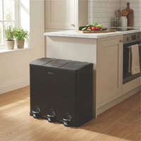 Bayt Prullenbak 60 liter - 3x20L Pedaalprullenbak - Zwart - Baytliving