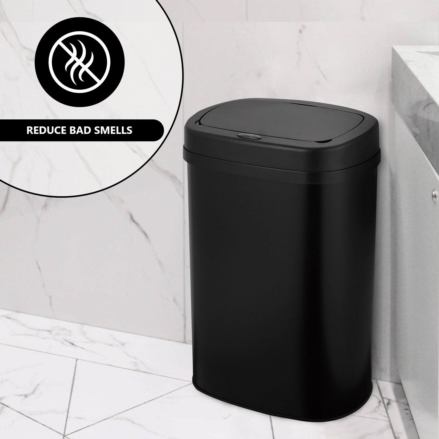 Bayt Prullenbak – 50L – Sensor – Zwart - Baytliving