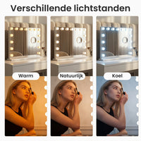 Bayt Hollywood Spiegel met Bluetooth Speaker - 58x46cm - Wit - Baytliving