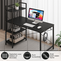 Bayt Bureau met Boekenkast - 120x75x60 cm - Zwart - Baytliving
