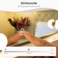 Bayt Hollywood Spiegel met Bluetooth Speaker - 58x46cm - Wit - Baytliving