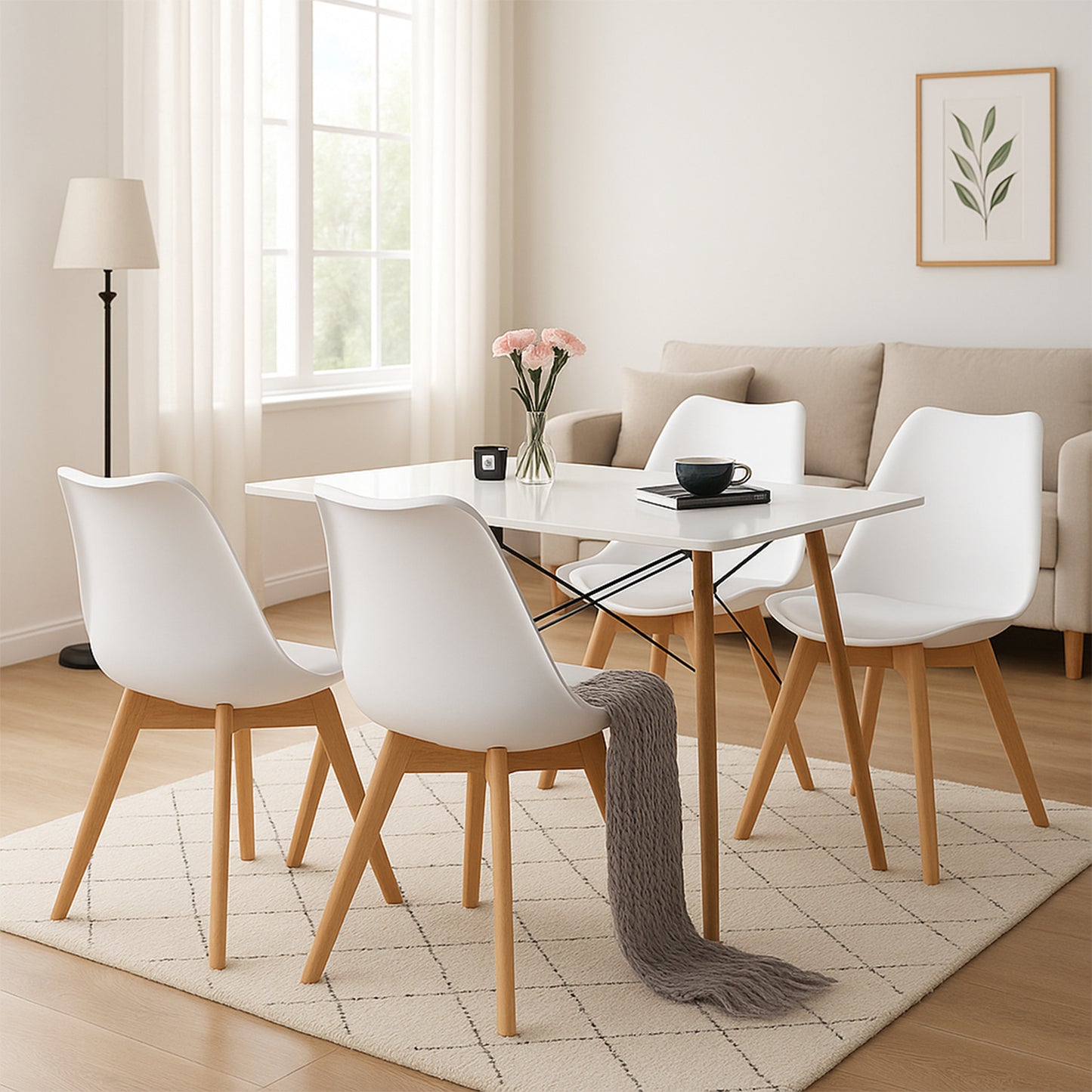 Bayt Eetkamerstoelen - Wit - 4 Stuks