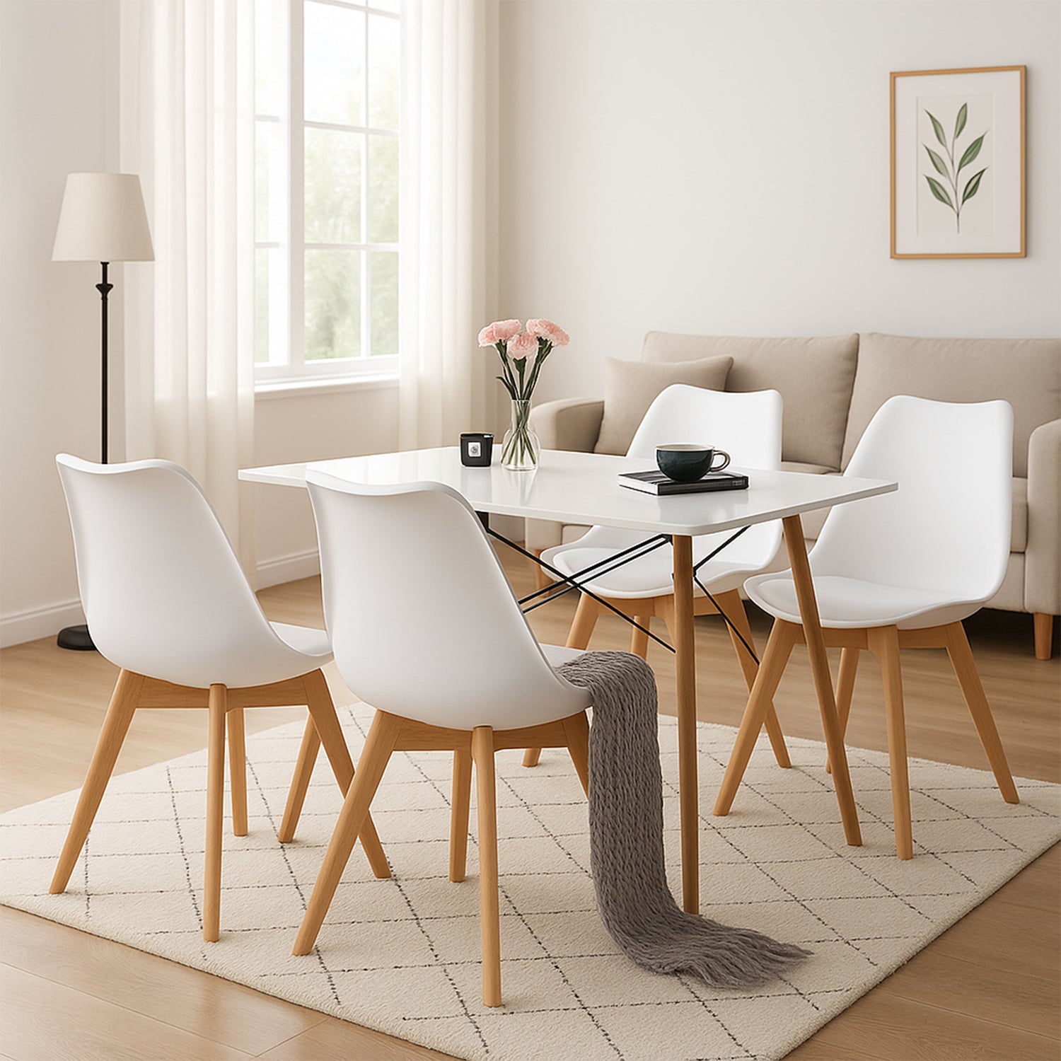 Bayt Eetkamerstoelen - Wit - 4 Stuks - Baytliving