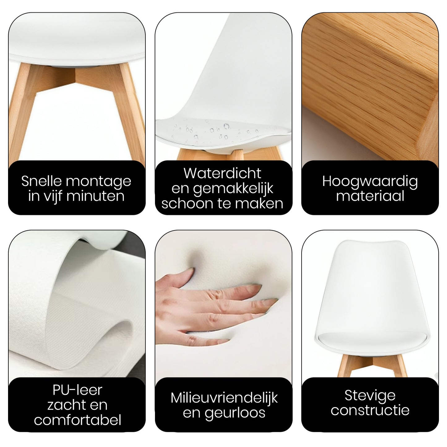 Bayt Eetkamerstoelen - Wit - 4 Stuks