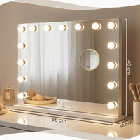 Bayt Hollywood Spiegel met Bluetooth Speaker - 58x46cm - Wit - Baytliving