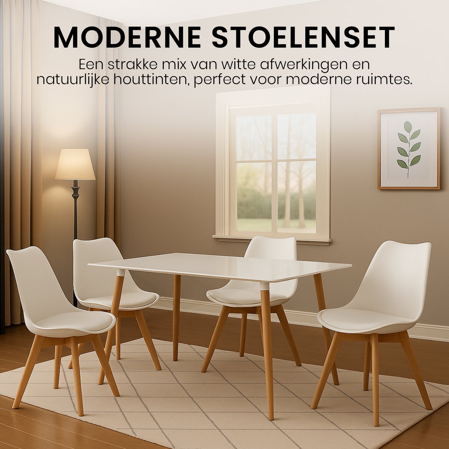 Bayt Eetkamerstoelen - Wit - 4 Stuks - Baytliving