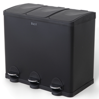 Bayt Prullenbak 60 liter - 3x20L Pedaalprullenbak - Zwart - Outlet - Baytliving