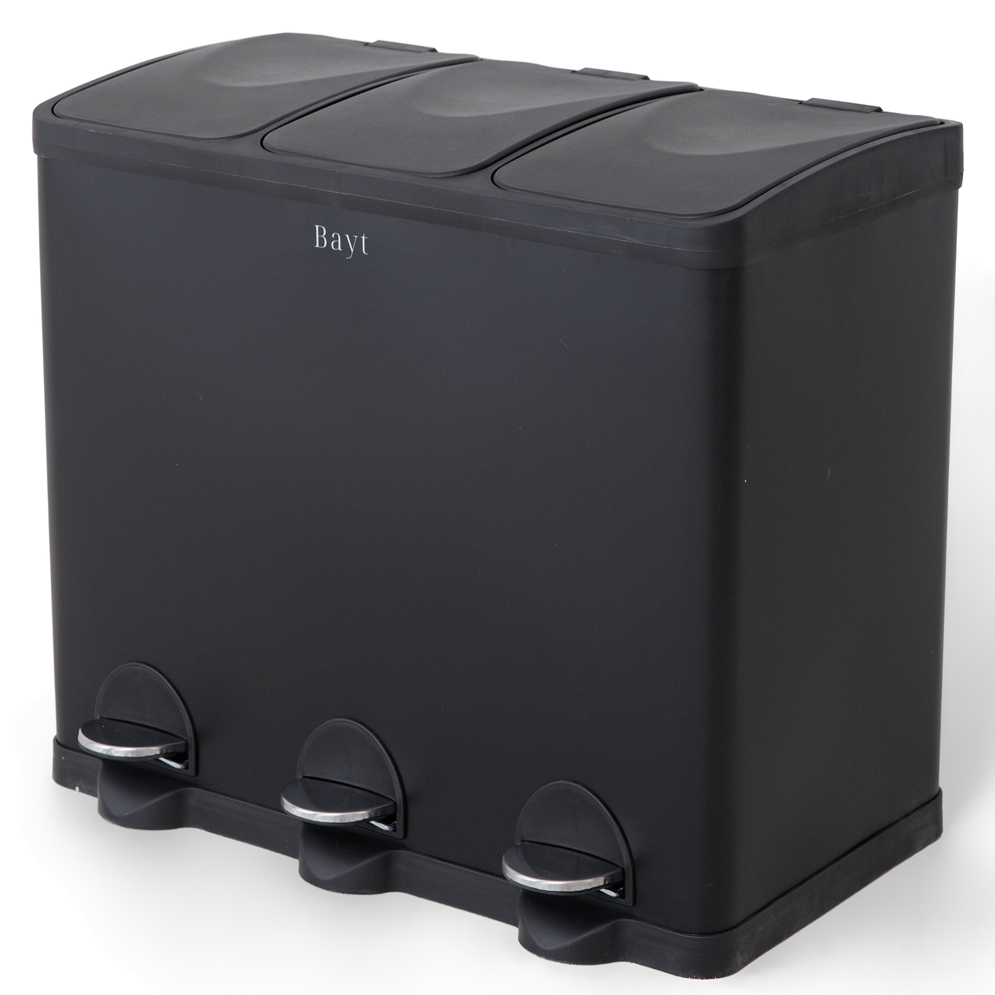 Bayt Prullenbak 60 liter - 3x20L Pedaalprullenbak - Zwart - Outlet - Baytliving