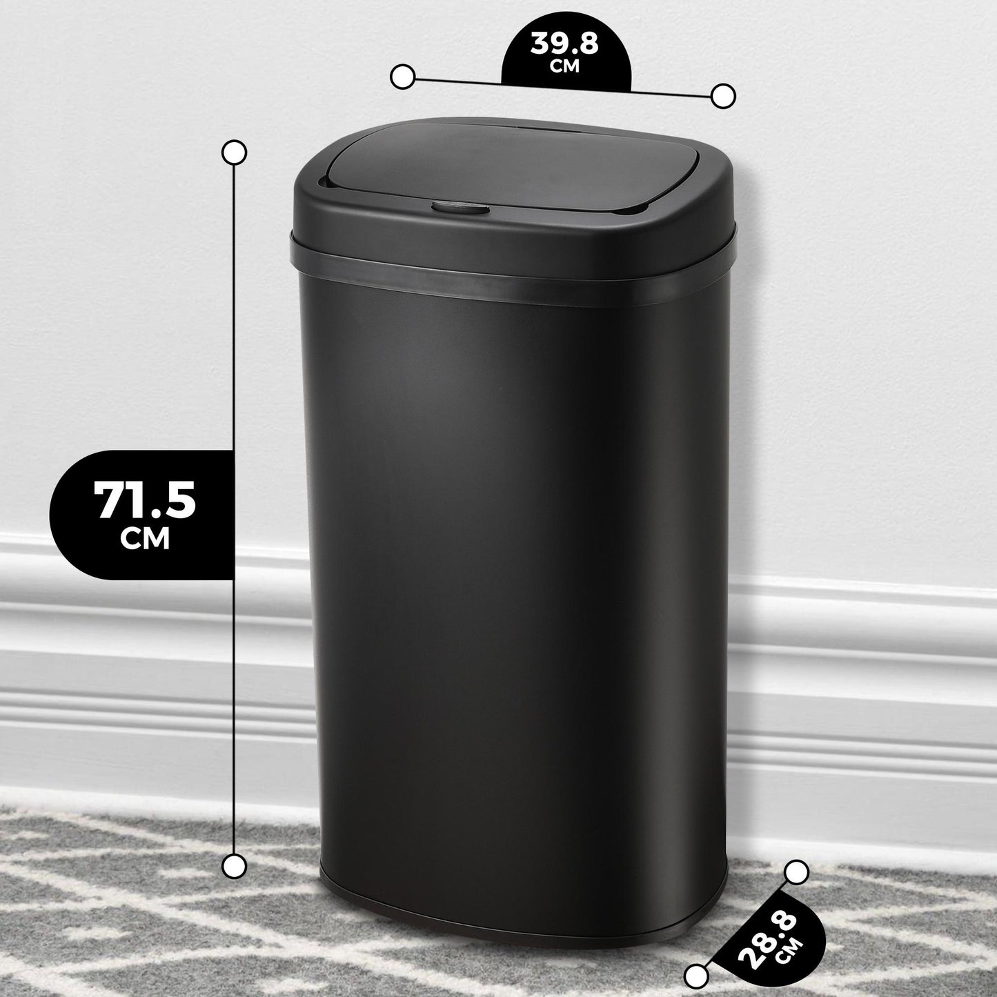 Bayt Prullenbak – 60L – Touch bin – Zwart - Baytliving