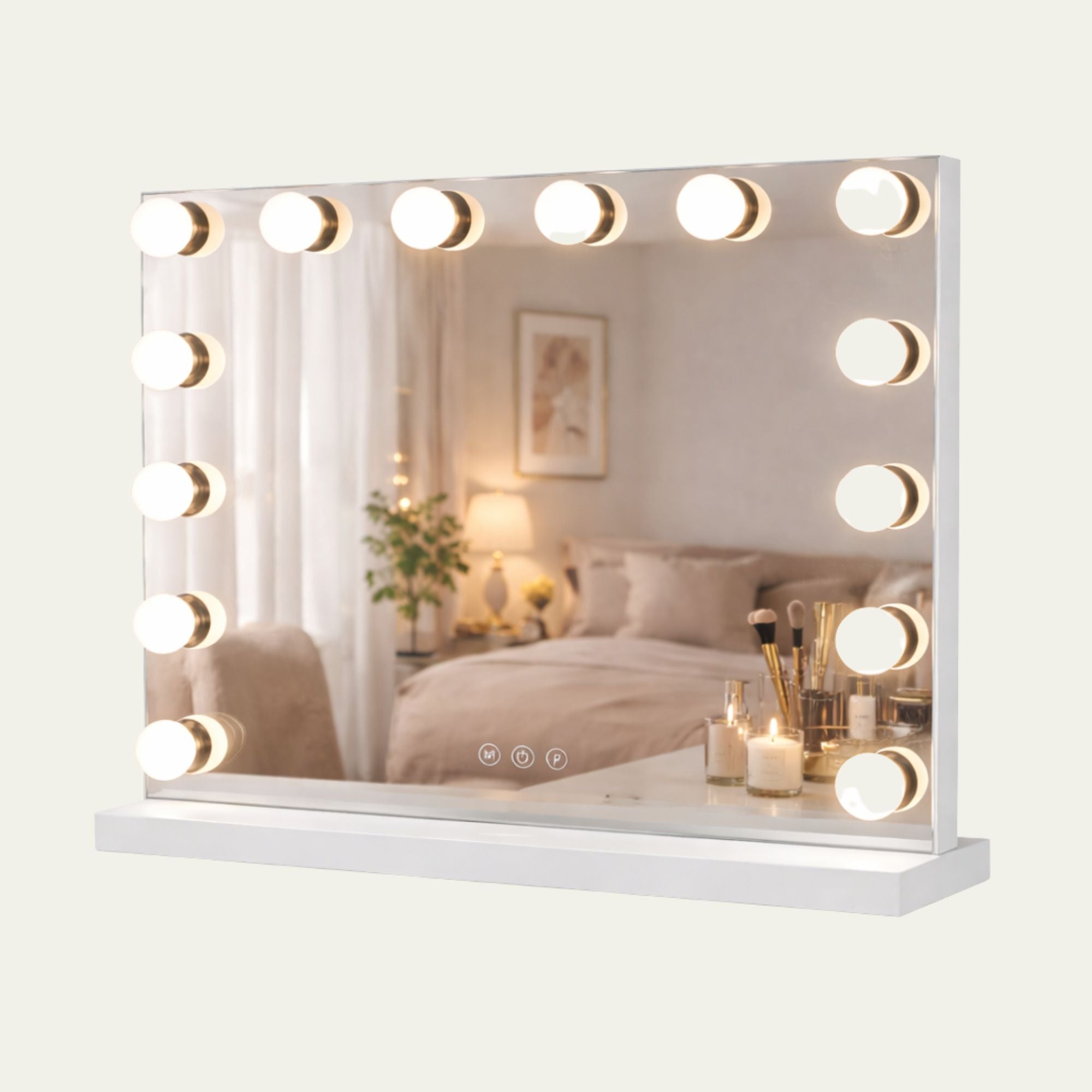 Hollywood Spiegel 50x40cm met 10x Vergroting - Wit - Baytliving