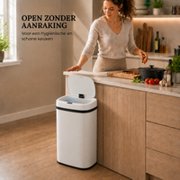 Prullenbak 60 Liter met Sensor - Wit - Baytliving