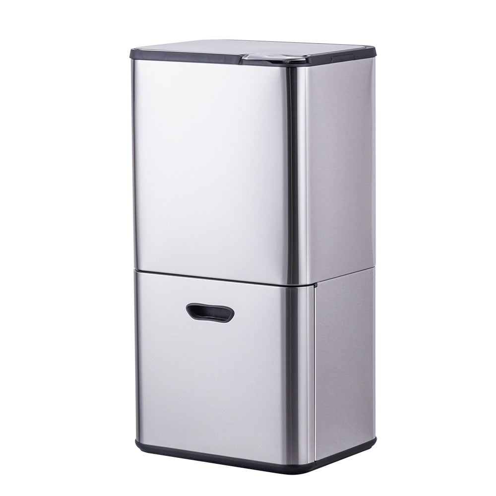 Bayt Prullenbak 60 liter - 2 compartimenten - Zilver - Baytliving