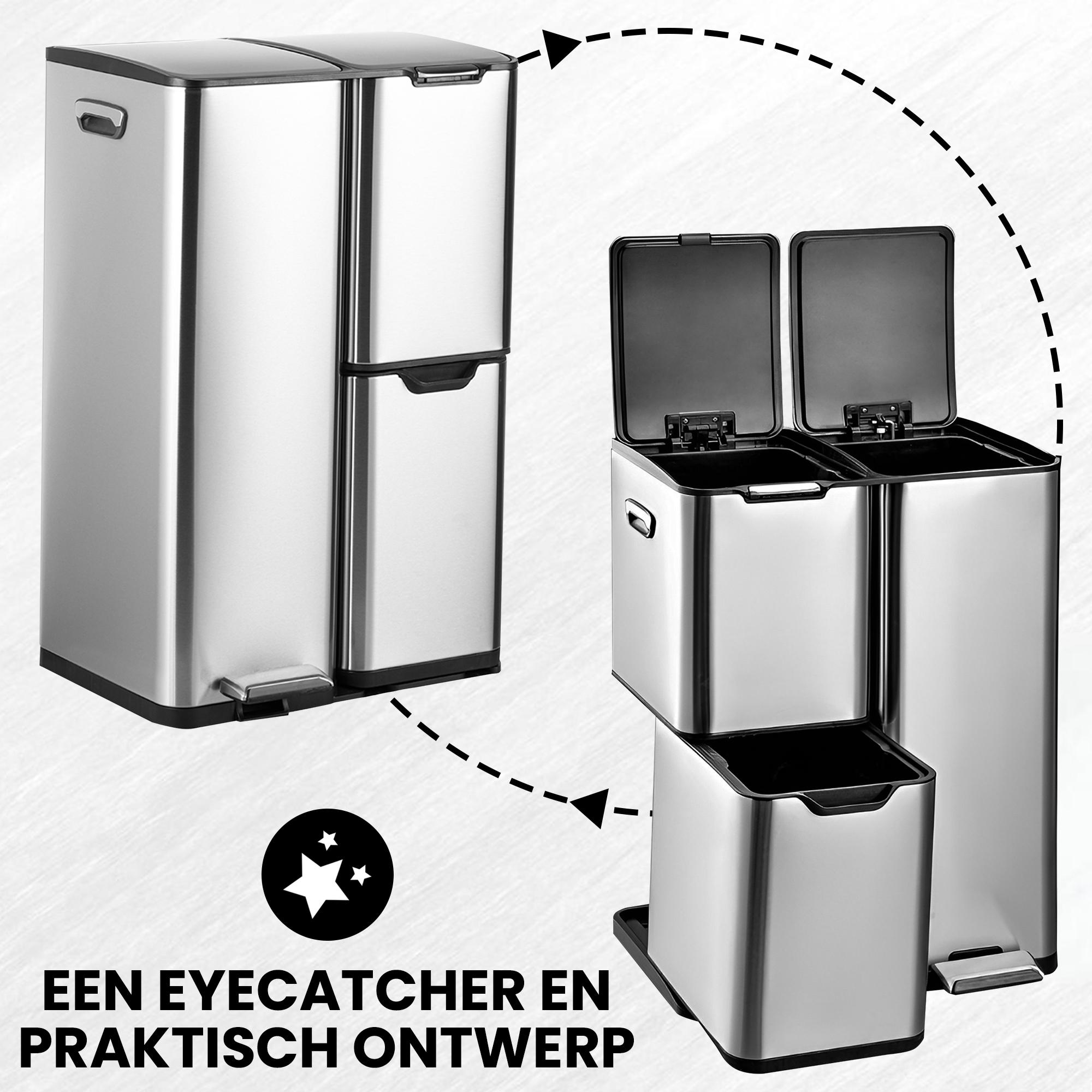 Bayt Prullenbak 60 Liter zilver - Baytliving