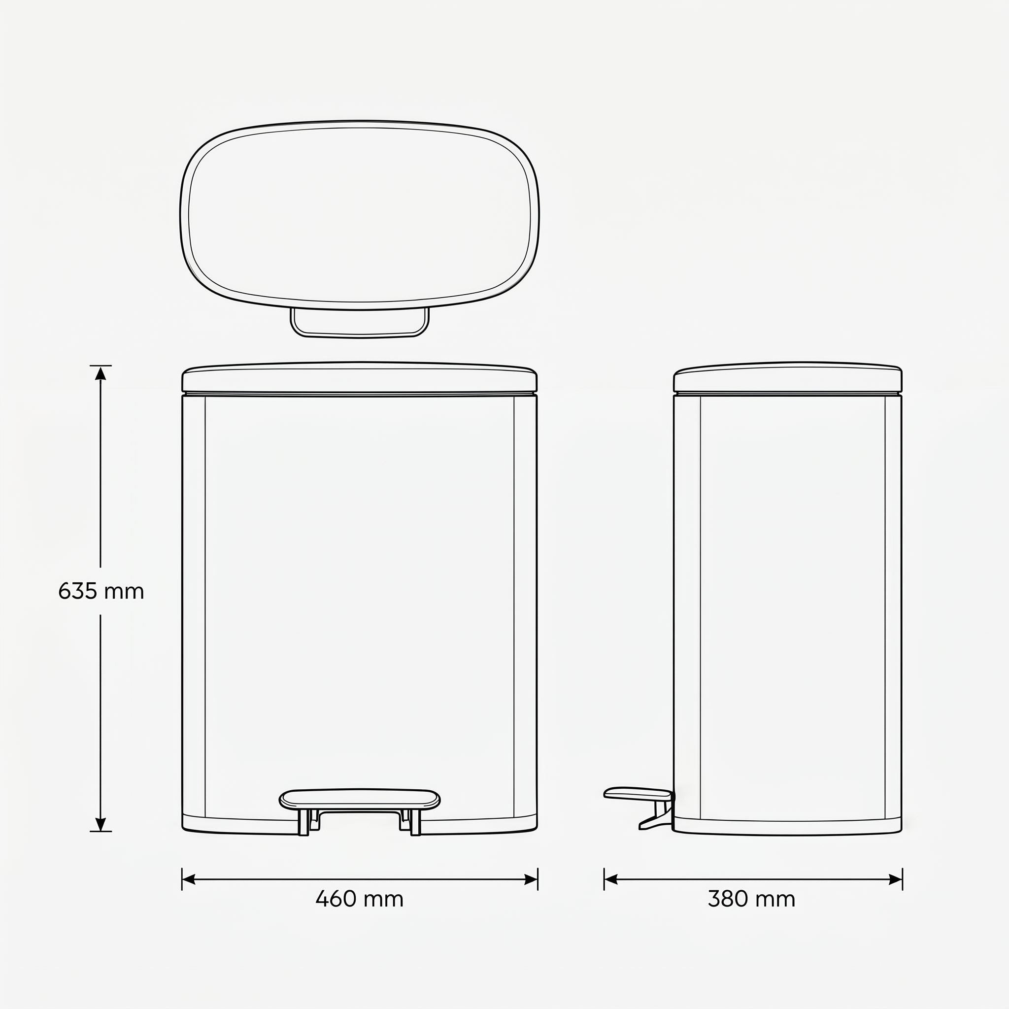 Prullenbak 50 Liter met Pedaalbediening - Chrome - Baytliving