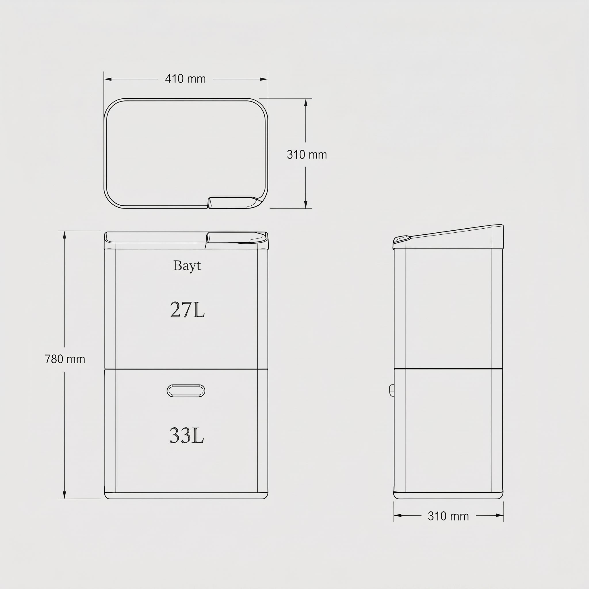 Prullenbak 2 Compartimenten met Touchbediening - Chrome - Baytliving