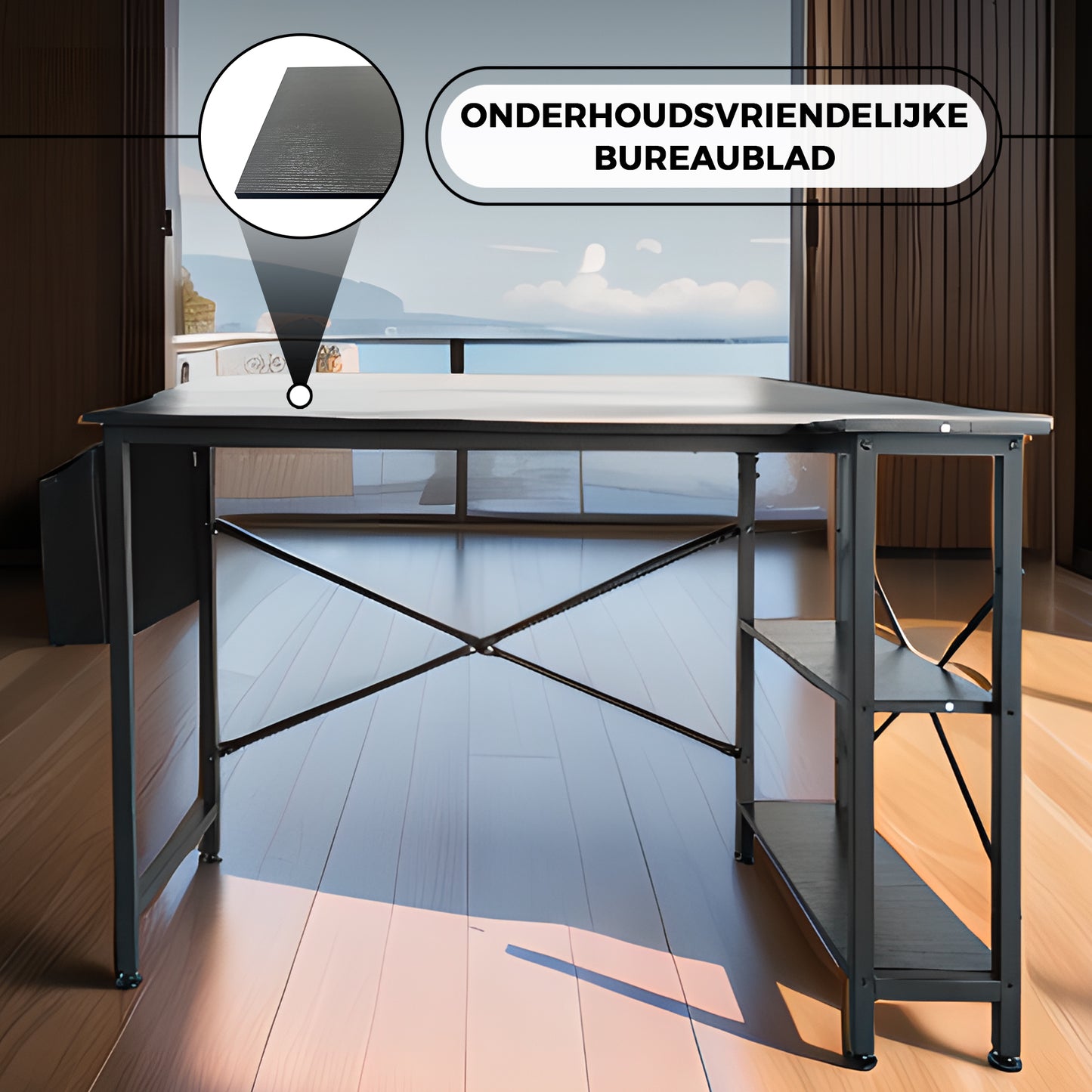 Bayt Hoekbureau – Zwart – 120 x 70 x 73 cm - Baytliving