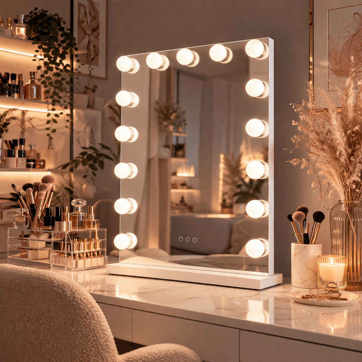 Bayt Hollywood Spiegel - Make Up Spiegel met Verlichting - Dimbaar - 10x Vergroting - 80 x 60 cm (Zwart Bayt Hollywood Spiegel - Make Up Spiegel met Verlichting - Dimbaar - 10x Vergroting - 80 x 60 cm (Zwart