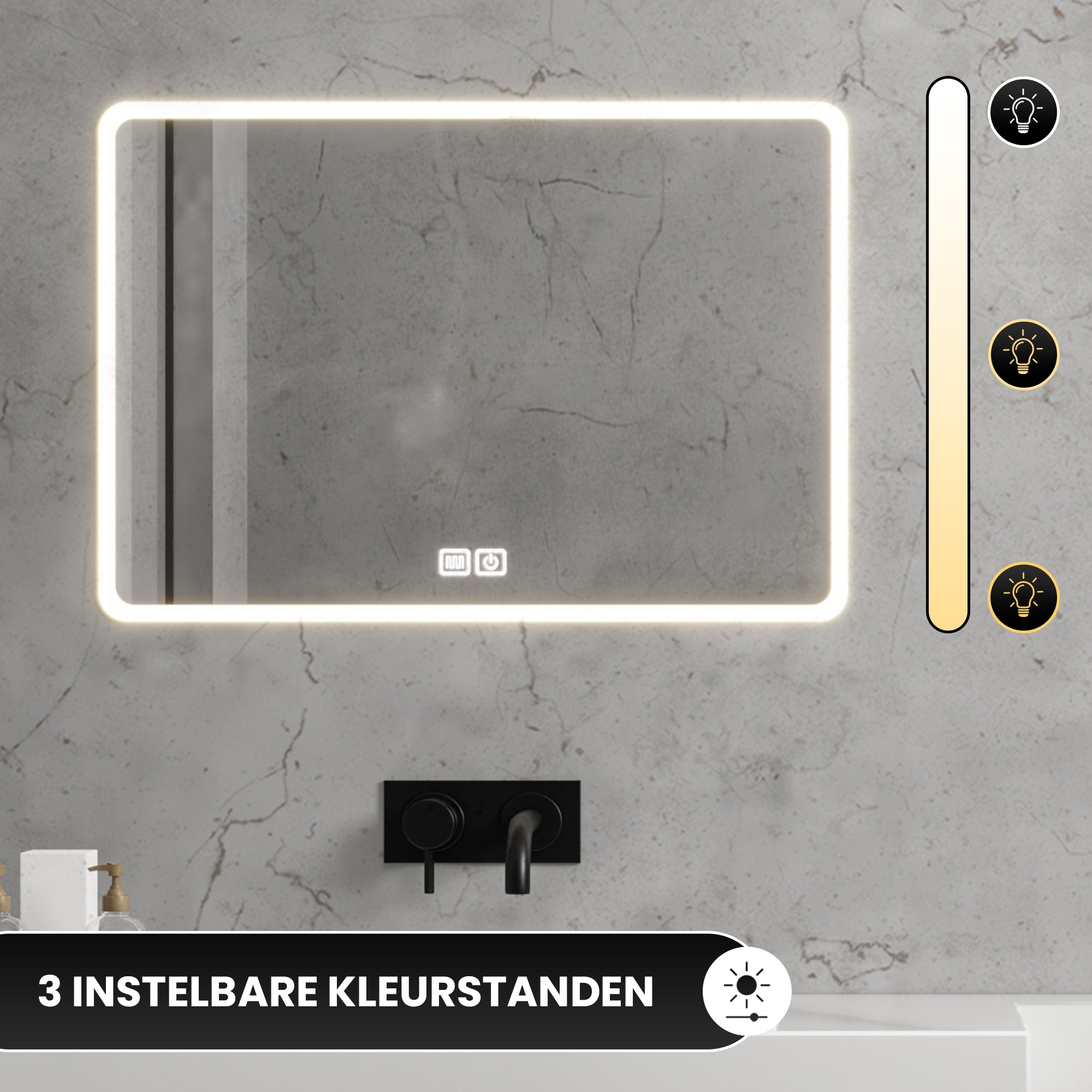Bayt Badkamerspiegel met LED - 75x52 cm - 3 Lichtstanden - Baytliving