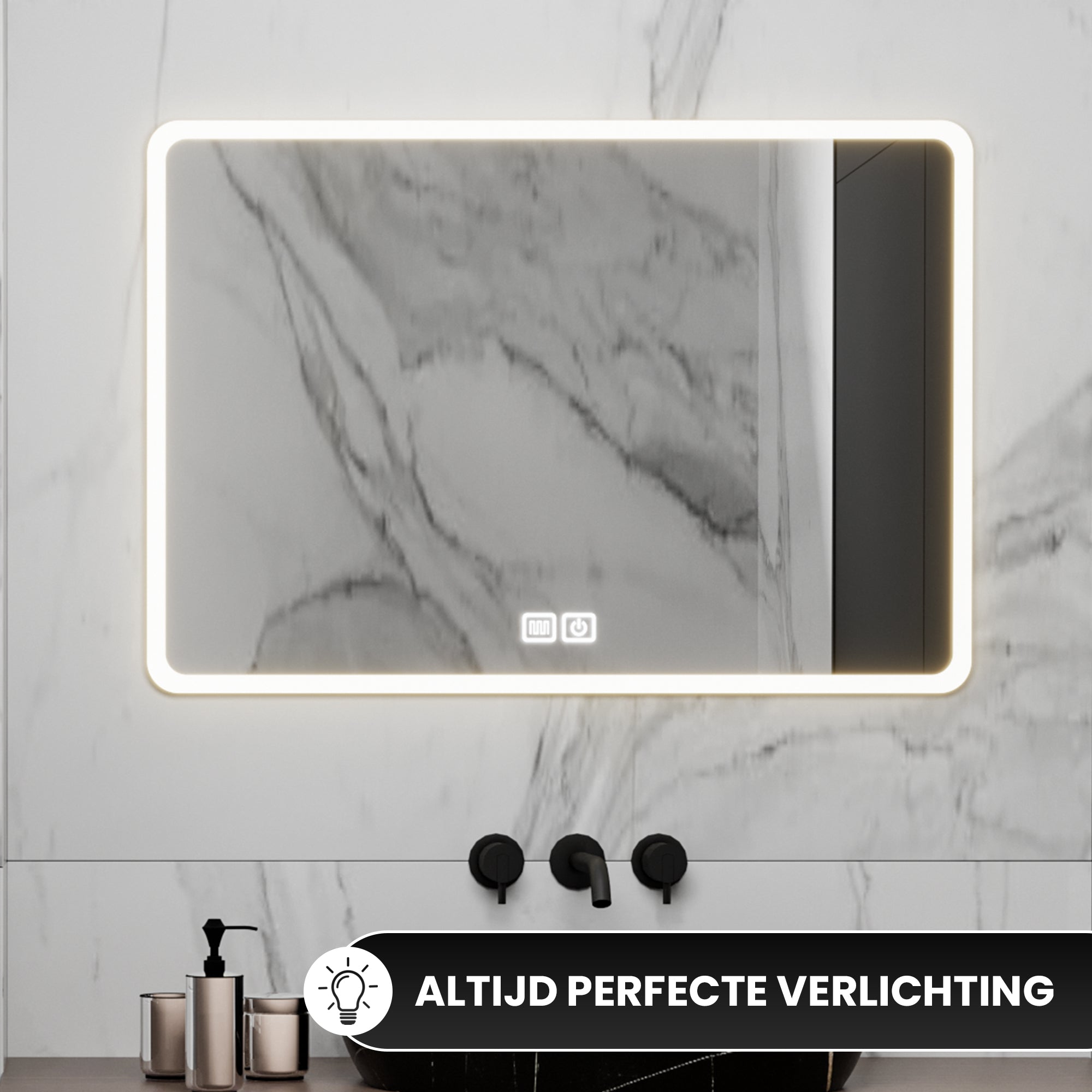 Bayt Badkamerspiegel met LED - 75x52 cm - 3 Lichtstanden - Baytliving