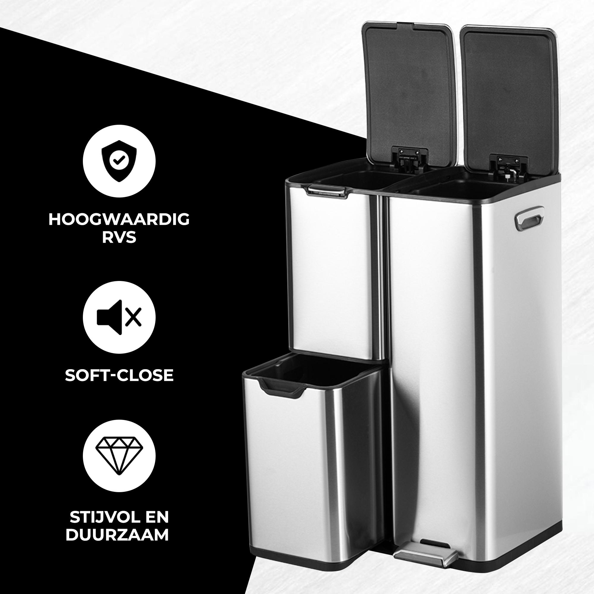 Bayt Prullenbak 60 Liter zilver - Baytliving