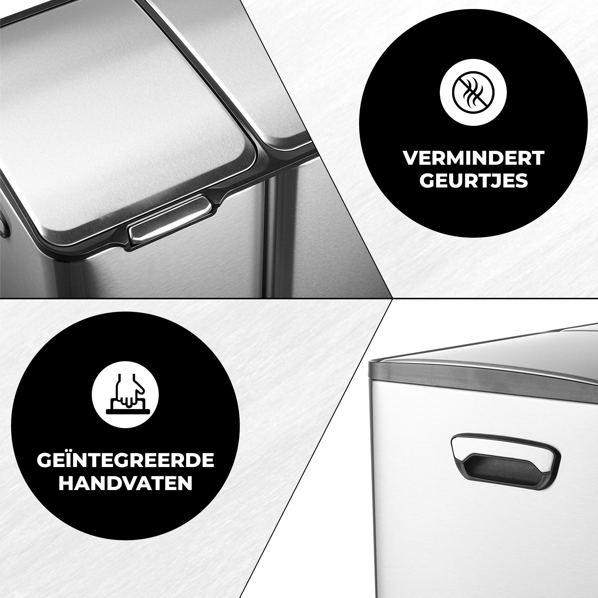 Bayt Prullenbak 60 Liter zilver - Baytliving