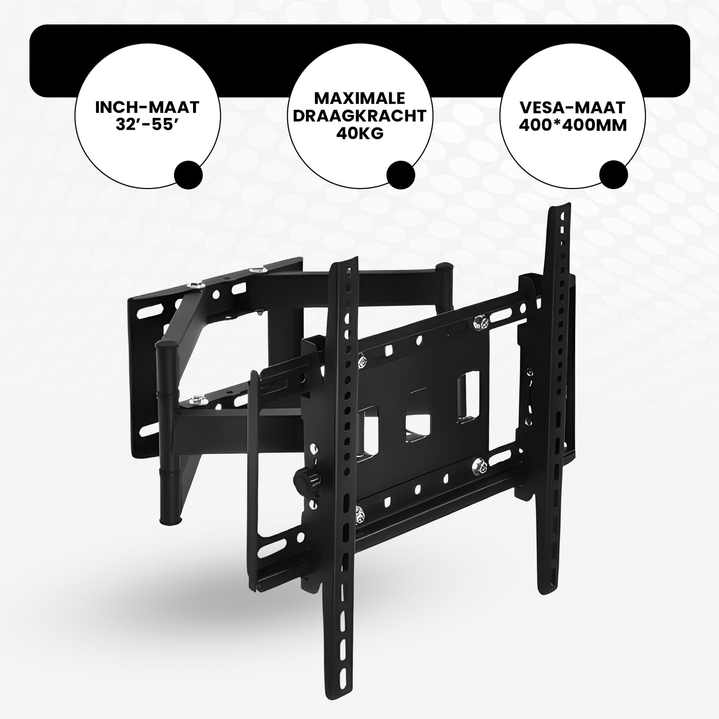 Bayt TV Beugel - TV Muurbeugel - Draaibaar - Kantelbaar - 32 Inch tot 55 inch - Tot 40 kg - Zwart - Baytliving