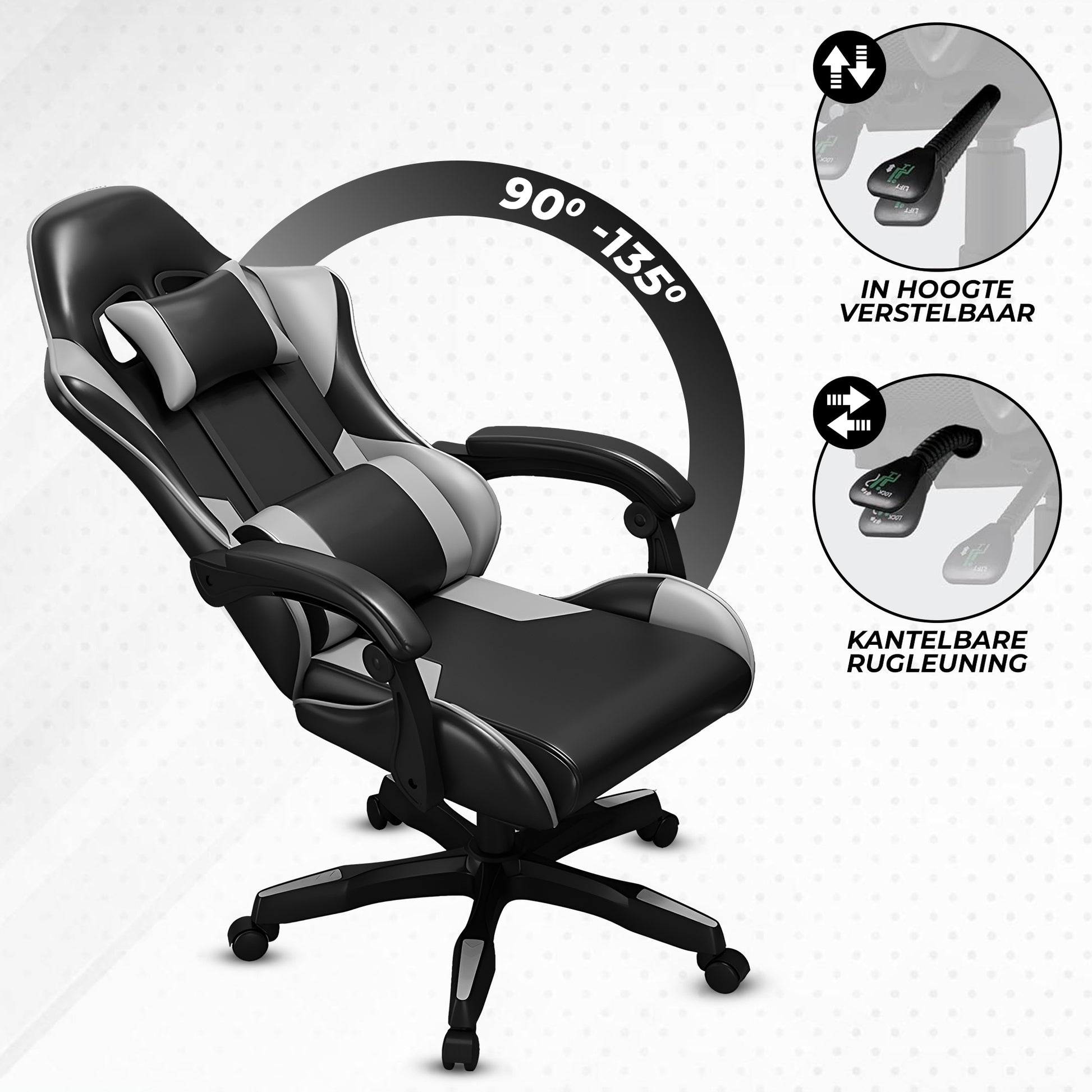 Bayt Gaming Stoel – Grijs/Zwart - Baytliving