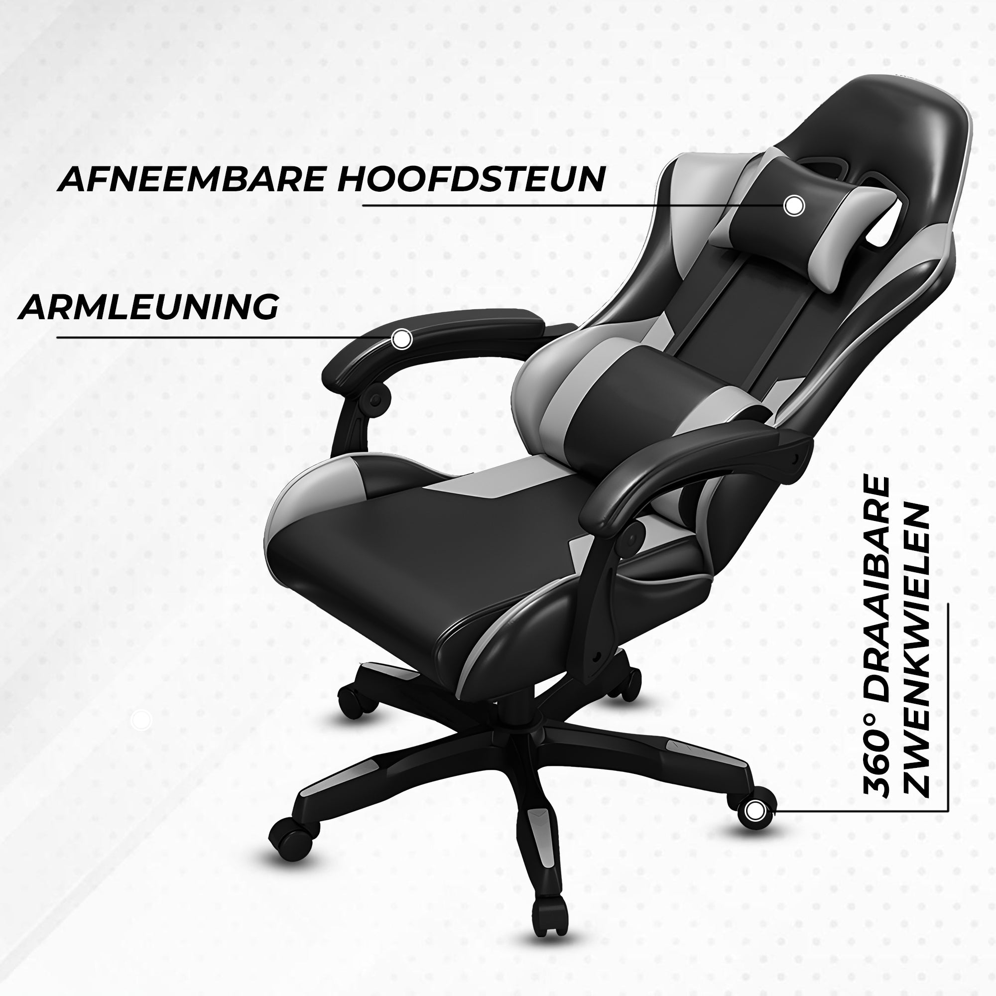 Bayt Gaming Stoel – Grijs/Zwart - Baytliving