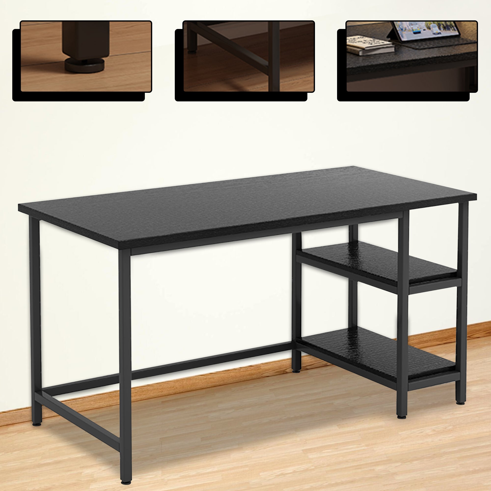 Bayt Bureau met Plankjes - 110x50x75 cm - Zwart - Baytliving