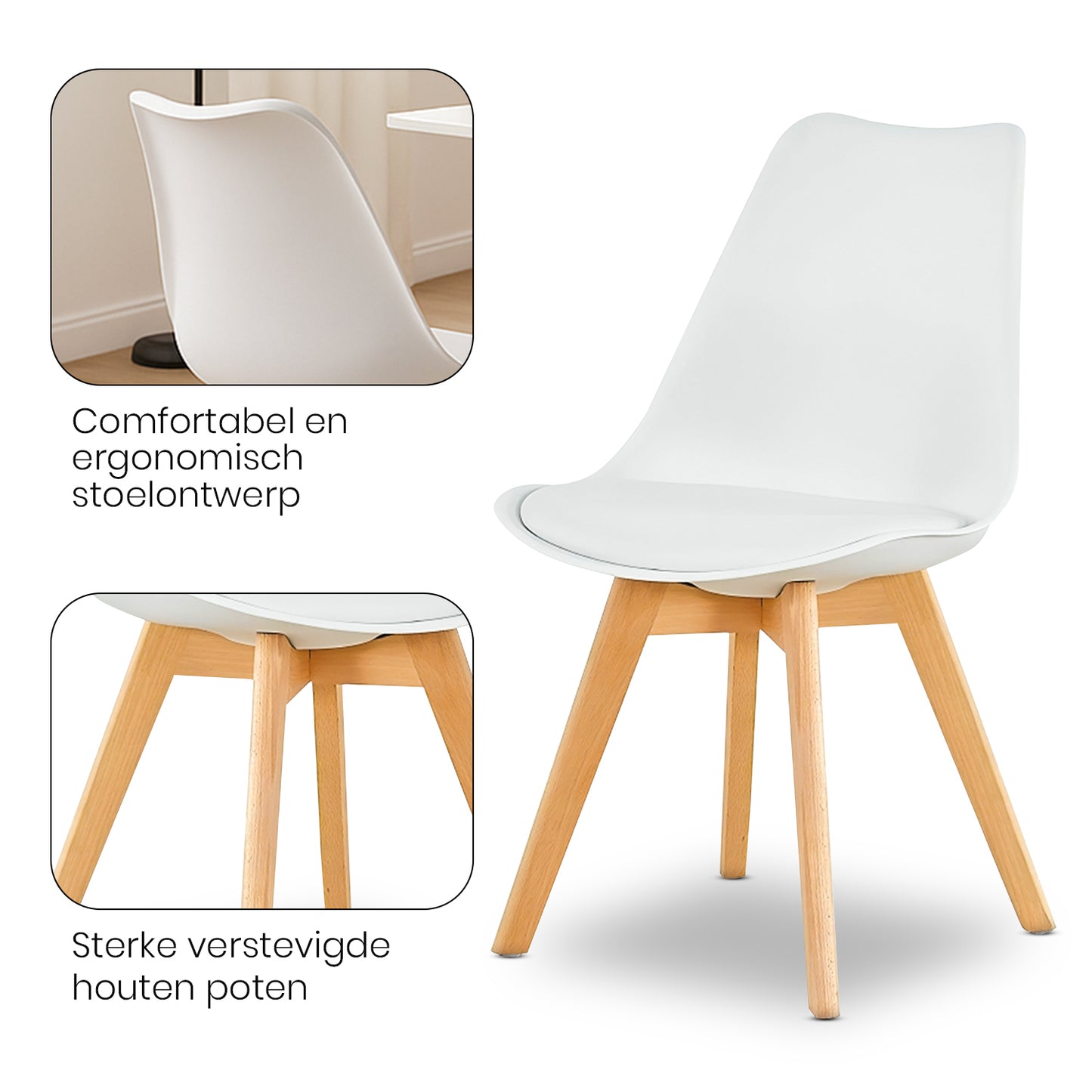 Bayt Eetkamerstoelen - Wit - 4 Stuks