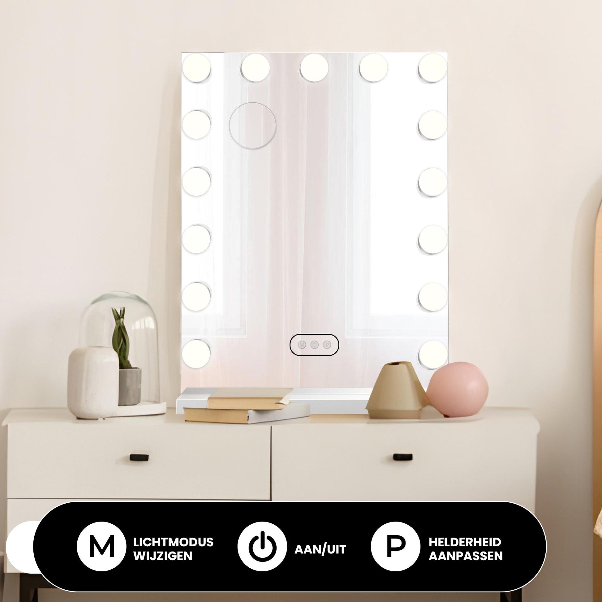 Hollywood Spiegel – 60×43Cm - Wit - Baytliving