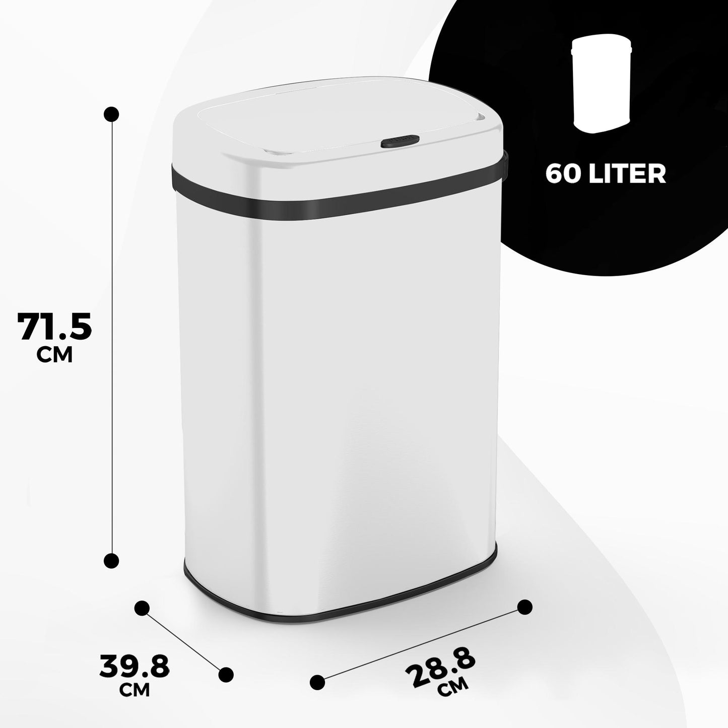 Bayt prullenbak 60 liter wit - Baytliving