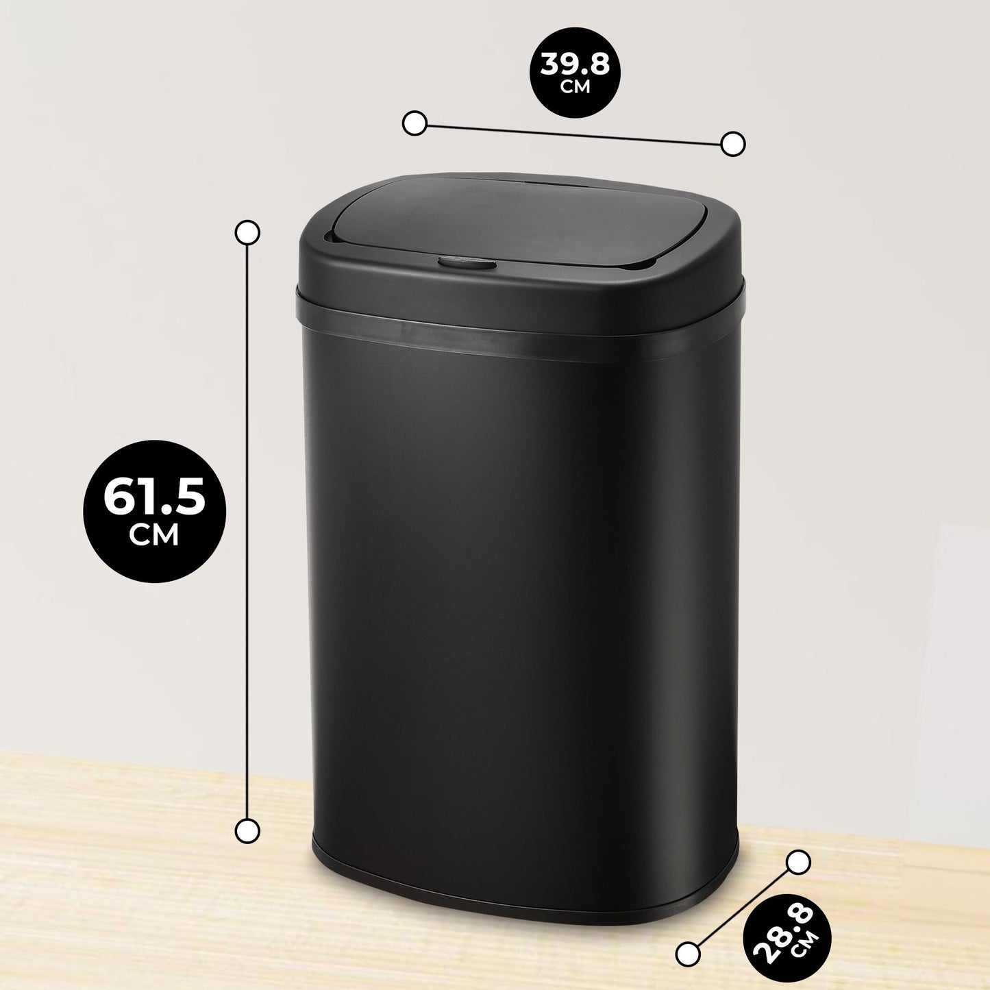Bayt Prullenbak – 50L – Sensor – Zwart - Baytliving