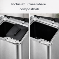 Bayt Prullenbak 60 liter - 2 compartimenten - Zilver - Baytliving