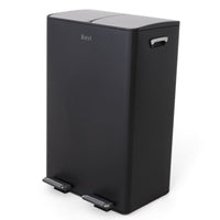 Bayt Prullenbak 60 liter - 2x30L Pedaalprullenbak - Zwart/Zilver - Baytliving