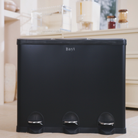 Bayt Prullenbak 60 liter - 3x20L Pedaalprullenbak - Zwart - Baytliving