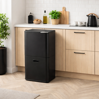 Bayt Prullenbak 60 liter - 2 compartimenten - Zwart - Baytliving