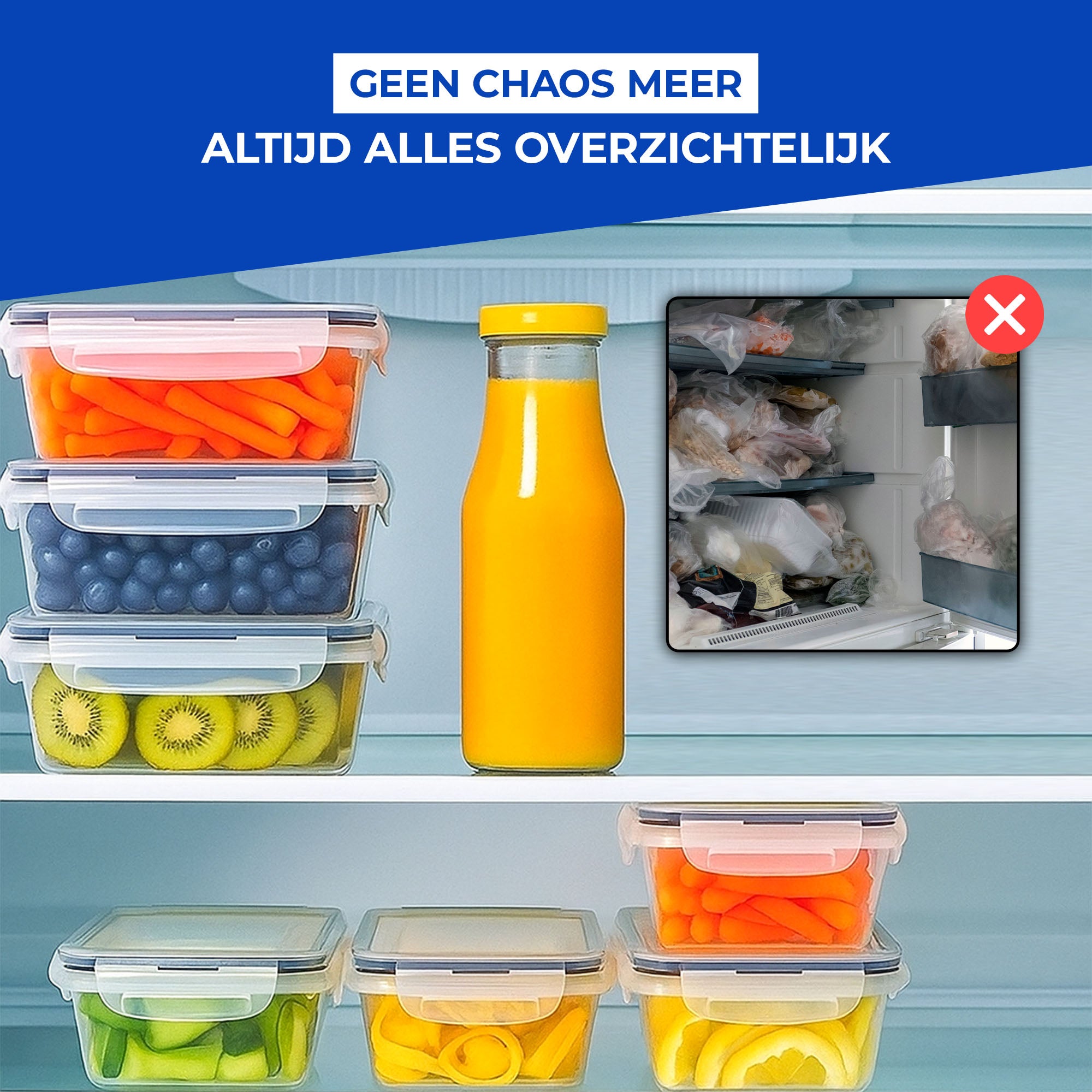 Bayt Vershoudbakjes 16-Delig - Meal Prep & Diepvries Bakjes met Deksel - Plastic - Baytliving