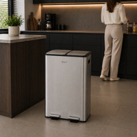 Bayt Prullenbak 60 liter - 2x30L Pedaalprullenbak - Zilver - Baytliving