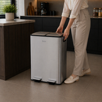 Bayt Prullenbak 60 liter - 2x30L Pedaalprullenbak - Zilver - Baytliving
