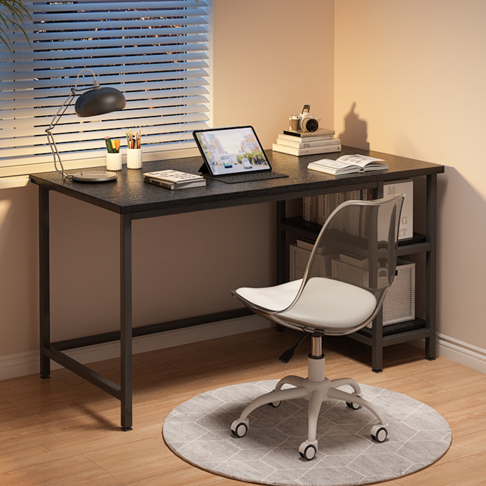 Bayt Bureau met Plankjes - 110x50x75 cm - Zwart - Baytliving