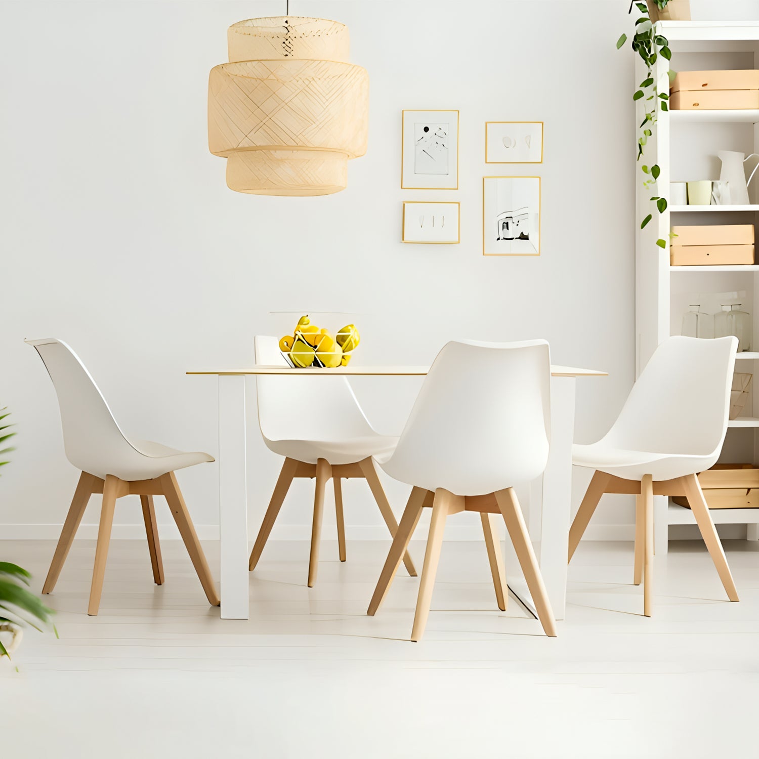 Bayt Eetkamerstoelen - Wit - 4 Stuks - Baytliving