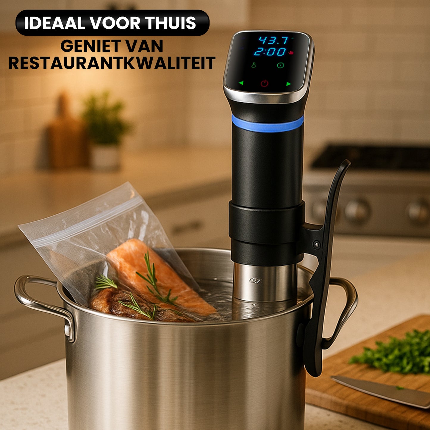 Bayt Sous Vide Stick Zwart - Precisie Slowcooker tot 95°C - Touchscreen & Nauwkeurige Temperatuur - Baytliving