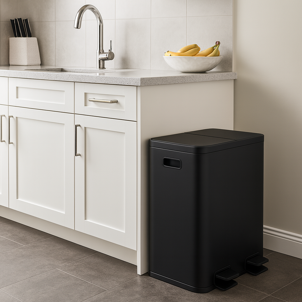Bayt Prullenbak 60 liter - 2x30L Pedaalprullenbak - Zwart