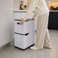 Bayt Prullenbak 60 liter - 3 compartimenten - Wit - Baytliving
